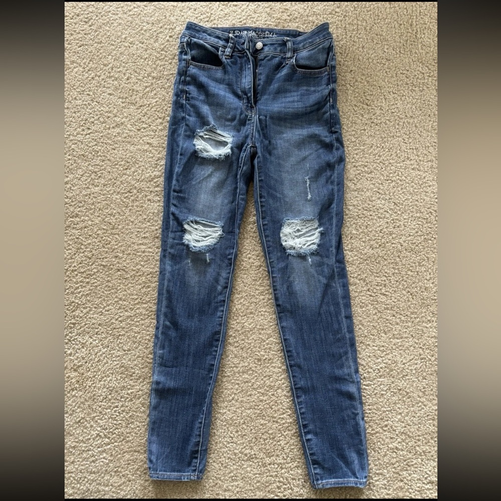 American Eagle Outfitters Ripped Blue Skinny Jeans